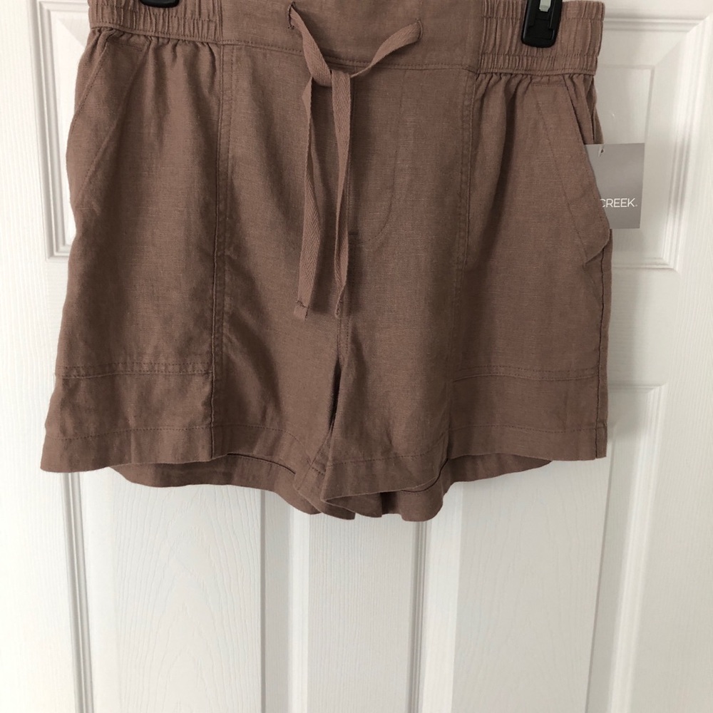 Women's Brown Linen Shorts